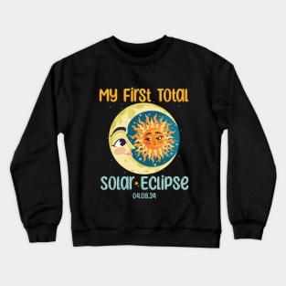 My First Total Solar Eclipse April 8 2024 Cute Kids Crewneck Sweatshirt